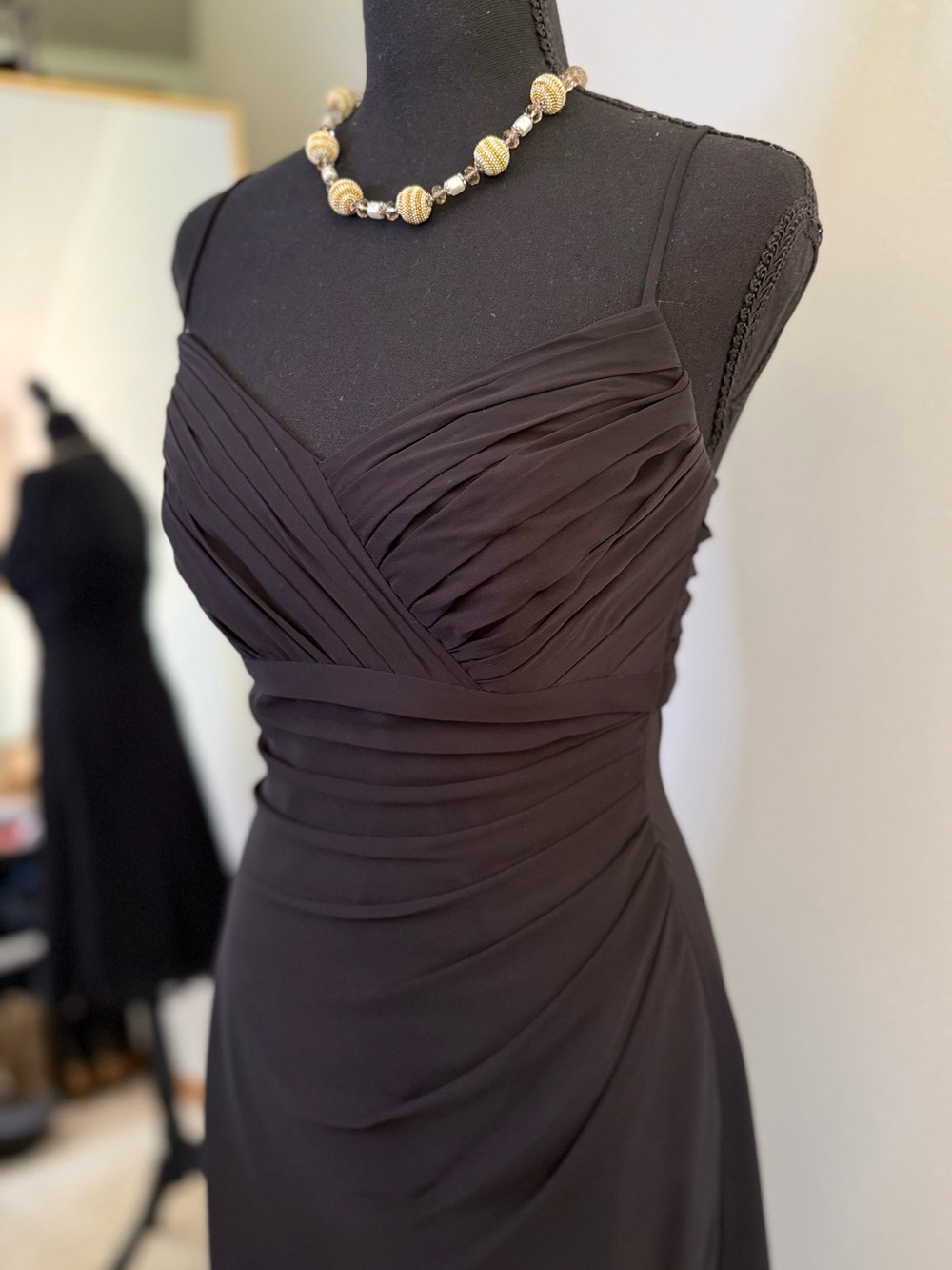 ALYCE Designs Black Chiffon Ruched Cocktail Dress Size 4 Y2K Formal